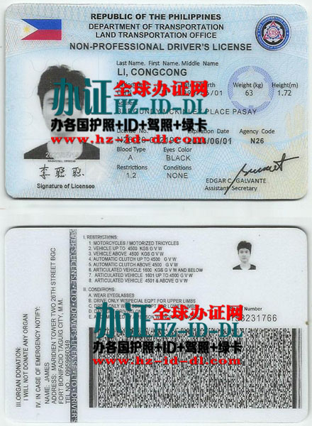 菲律宾驾照样本-Philippines driver's license