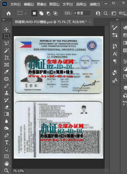 菲律宾驾照PSD模板-Philippines Driver's License PSD Template
