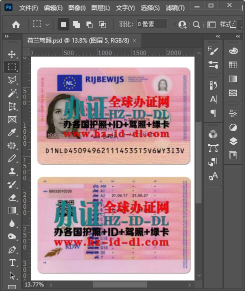 出售荷兰驾照PSD模板,Selling Dutch Driver's License PSD Template,PS制作荷兰驾照图片