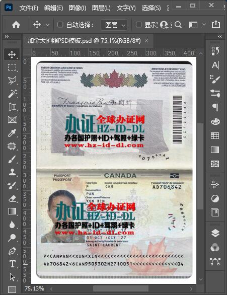 加拿大护照PSD模板,Canada Passport PSD Template
